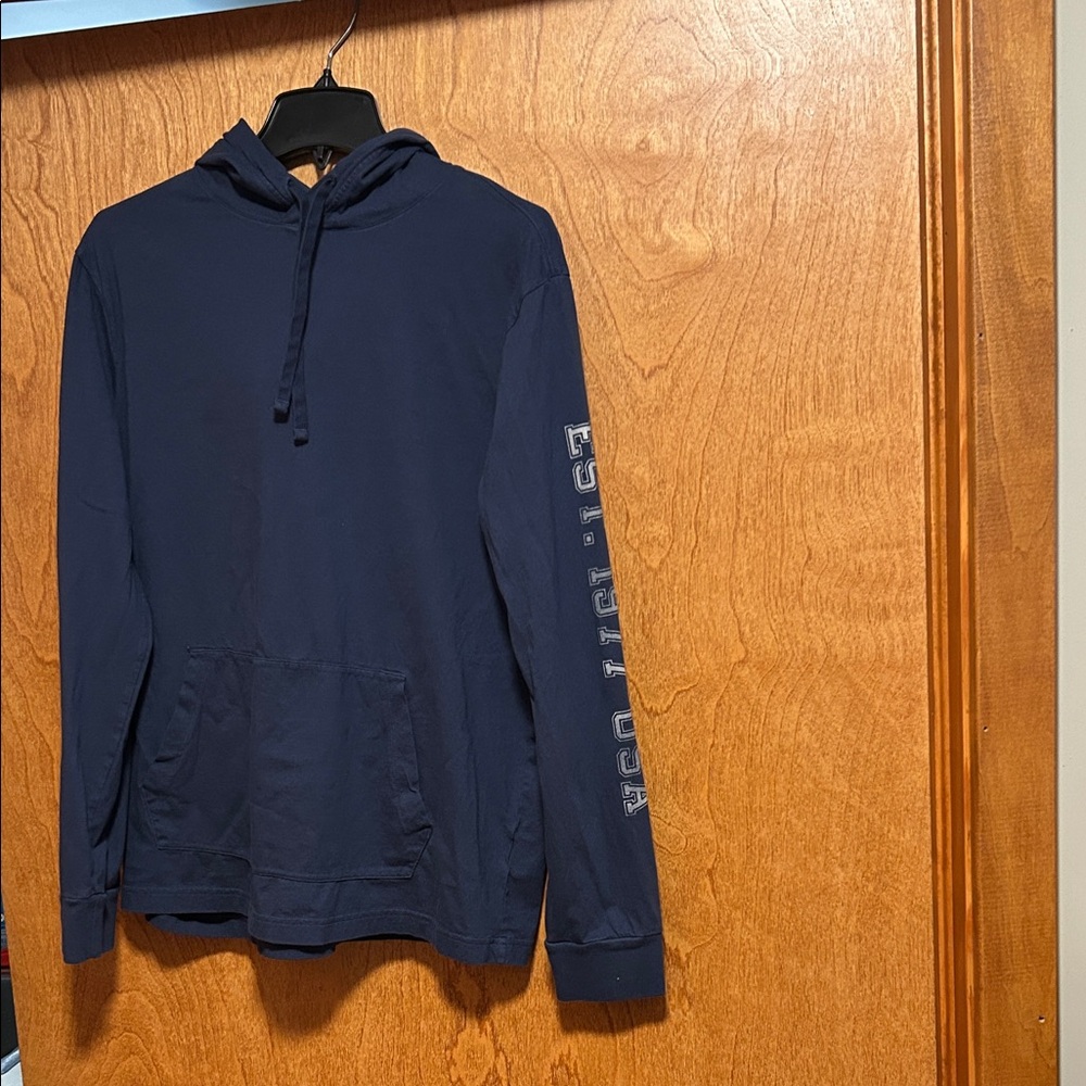 American Eagle Outfitters Navy T-Shirt Hoodie with Sleeve Detail